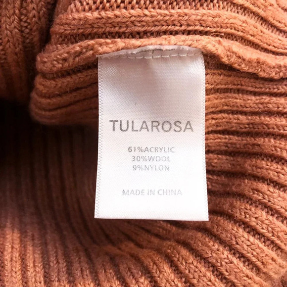 Tularosa Tan Wide Sleeve Scoop Neck Ribbed Preppy Trendy Sweater Small - Picture 6 of 8